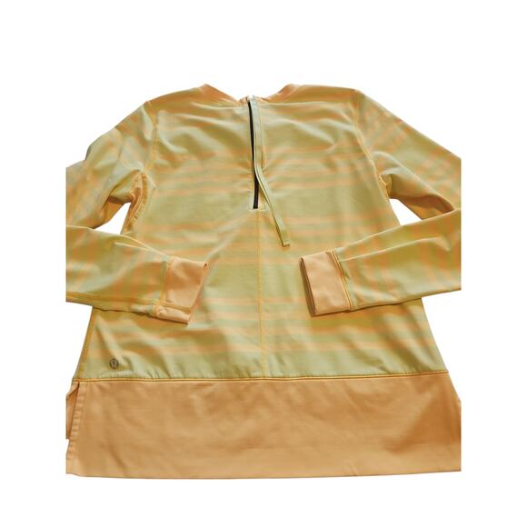 Lululemon Warm Up Crew Womens 4 Running Striped Yellow Yoga Activewear Long Slve - Picture 3 of 16